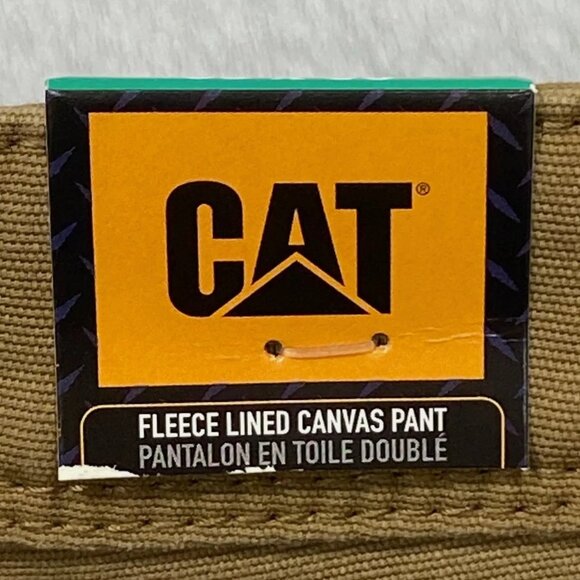 CAT Caterpillar Work Pants Mens 36 x 30 Brown Canvas Fleece Lined Insulated - Picture 4 of 12